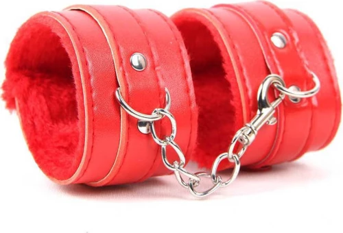 Red SM Bondage Sex Leather Handcuffs