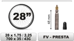Σαμπρελα Ποδηλατου 28X1.75/2,25 Μεγαλη Βαλβιδα 48Mm Car Commerce - 1 Τεμ.