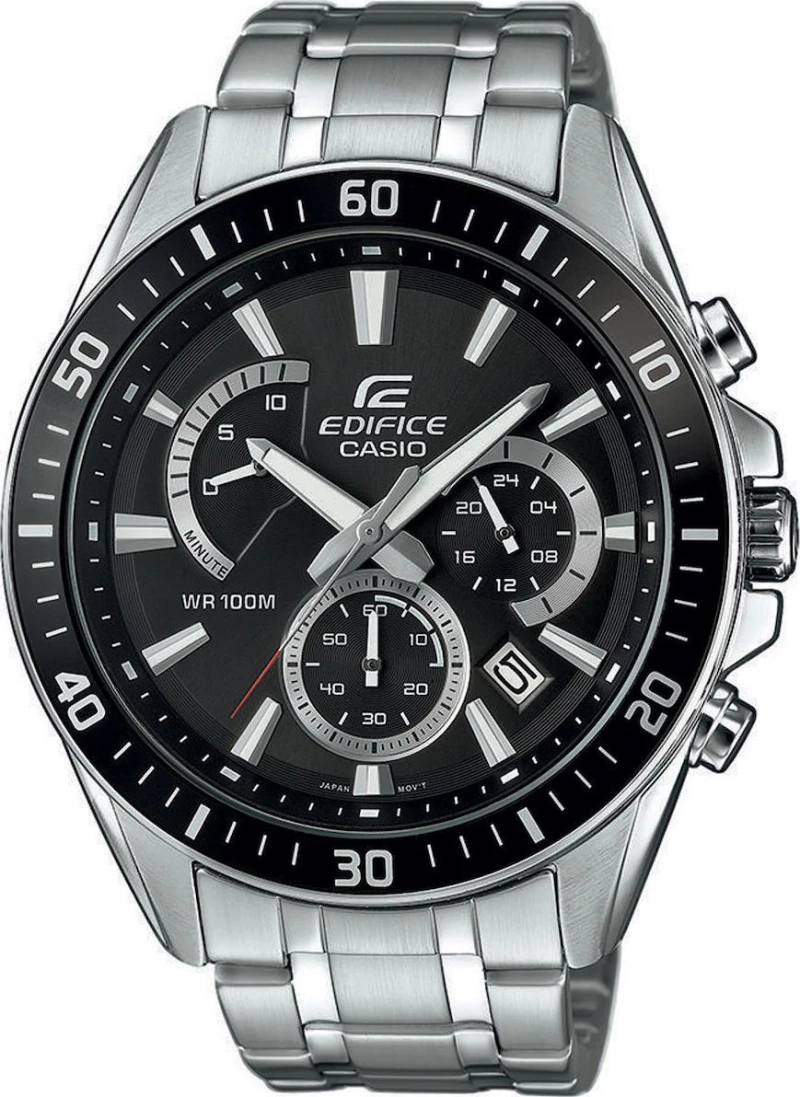 Casio Ρολόι Χρονογράφος με Μεταλλικό Μπρασελέ σε Ασημί χρώμα