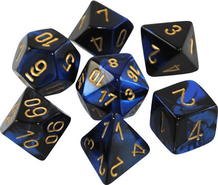 Gemini Polyhedral Black-Blue /gold x7