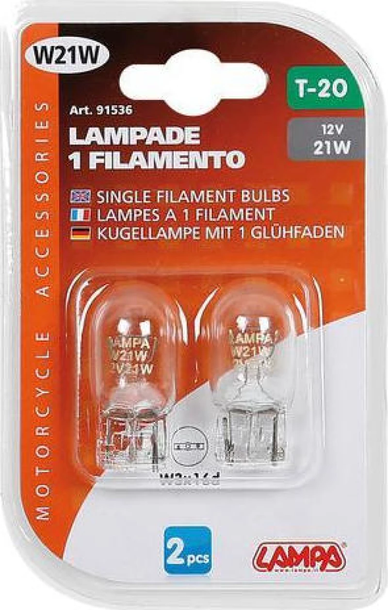 Lampa W21W Wedge Base Lamp 12V 2τμχ Blister