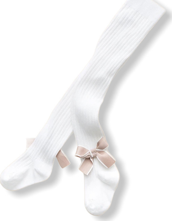 Baby Girl Knitted Pantyhose Bow - White