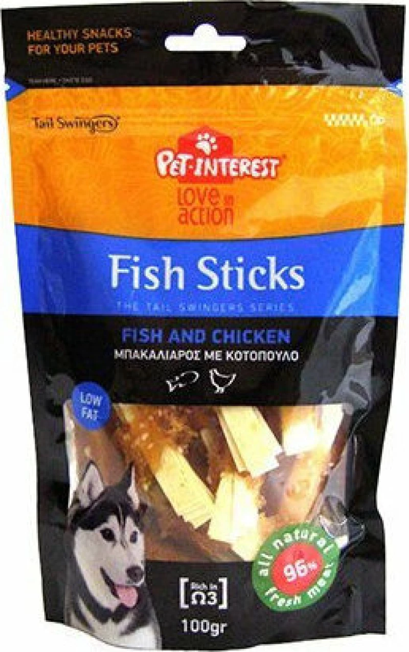 Pet Interest Tail Swingers Sticks Μικρές Μπουκιές Ψάρι & Κοτόπουλο 100gr