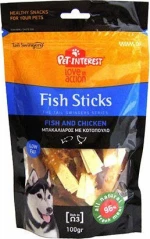 Pet Interest Tail Swingers Sticks Μικρές Μπουκιές Ψάρι & Κοτόπουλο 100gr