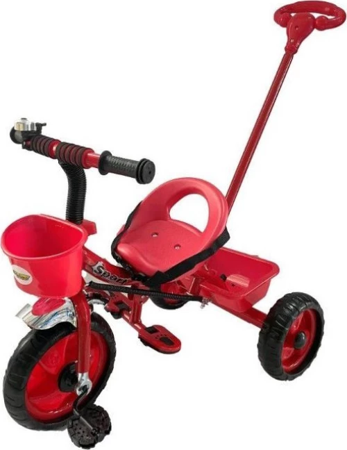 Zita Toys Τρίκυκλο Ποδήλατο Μεταλλικό Με Χειρολαβή Καθοδήγησης Κόκκινο