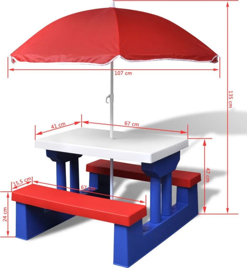 vidaXL Picnic Table with Umbrella