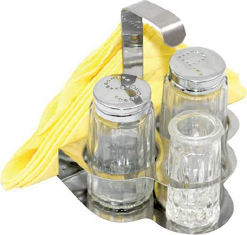 Σετ Αλατοπίπερο Inox με Χαρτοπετσετοθήκη και Θήκη για Οδοντογλυφίδες - Διανομική 23-17-715