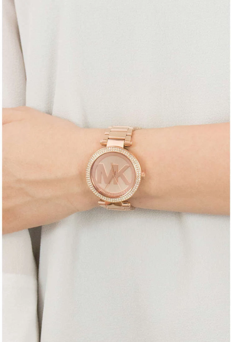 Michael Kors Parker Rose Gold-Tone Grand Logo Ladies Watch- Cod.: Mk5865