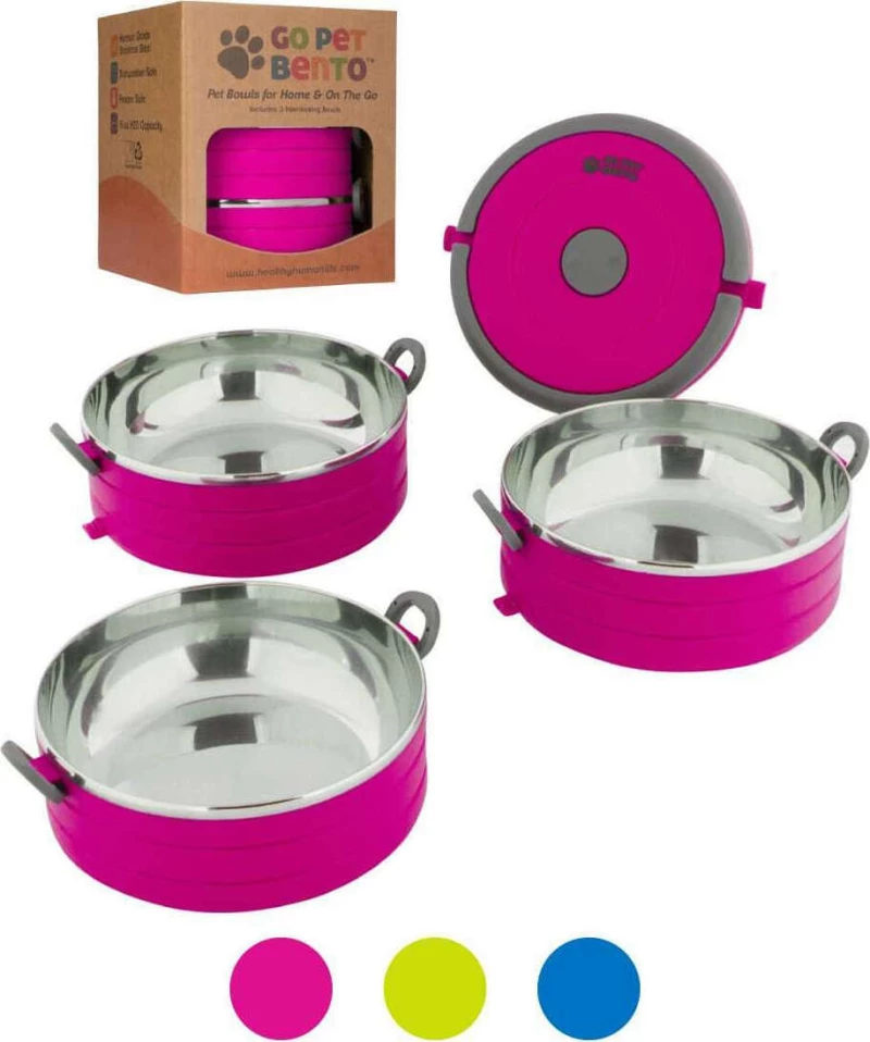 Healthy Human On The Go Pet Bento Μπωλ Ροζ 3τμχ 450ml