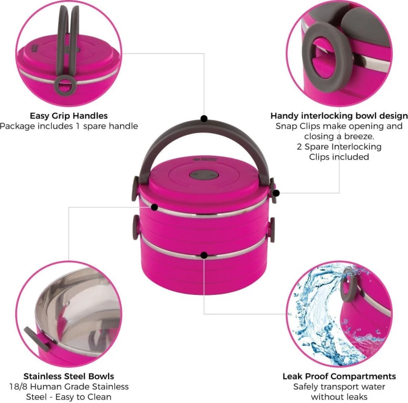 Healthy Human On The Go Pet Bento Μπωλ Ροζ 3τμχ 450ml