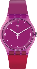Swatch Cherry Berry Suov104 Two Tone Silicone Strap