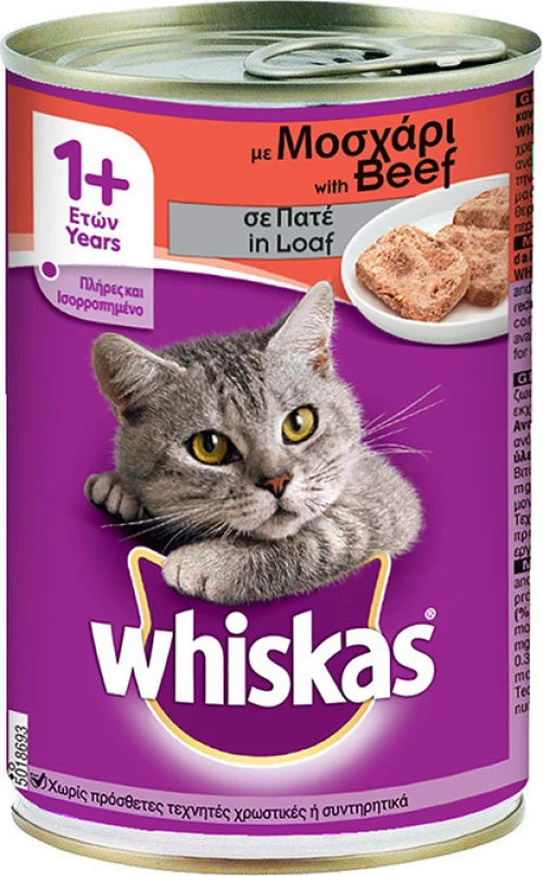 Whiskas Κονσέρβα Μοσχάρι 400gr