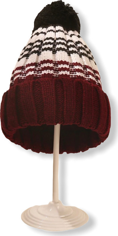 Baby - Kid Pompon Knitted Hat - Black/Red