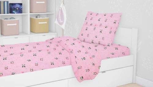 Dimcol Σετ Σεντόνια Κούνιας Panda 120x160cm 111 Pink