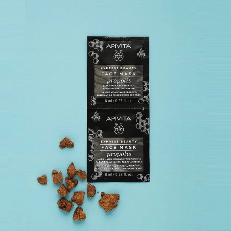 Apivita Express Beauty Μαύρη Μάσκα Προσώπου με Πρόπολη 2x8ml