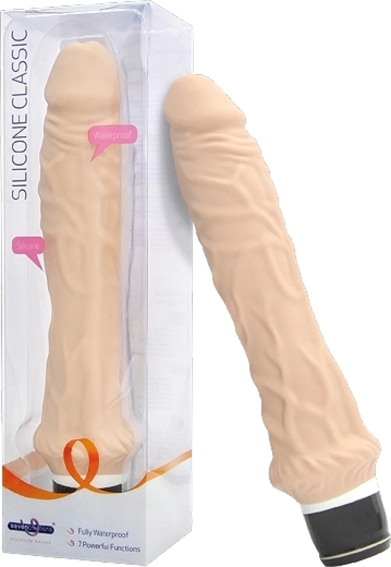 Seven Creations Silicone Classic Vibe Slim Veined 23cm Flesh