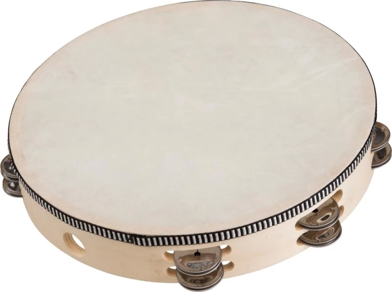 Soundsation Maple Tambourine With Natural Skin Head And Jingles 8"
