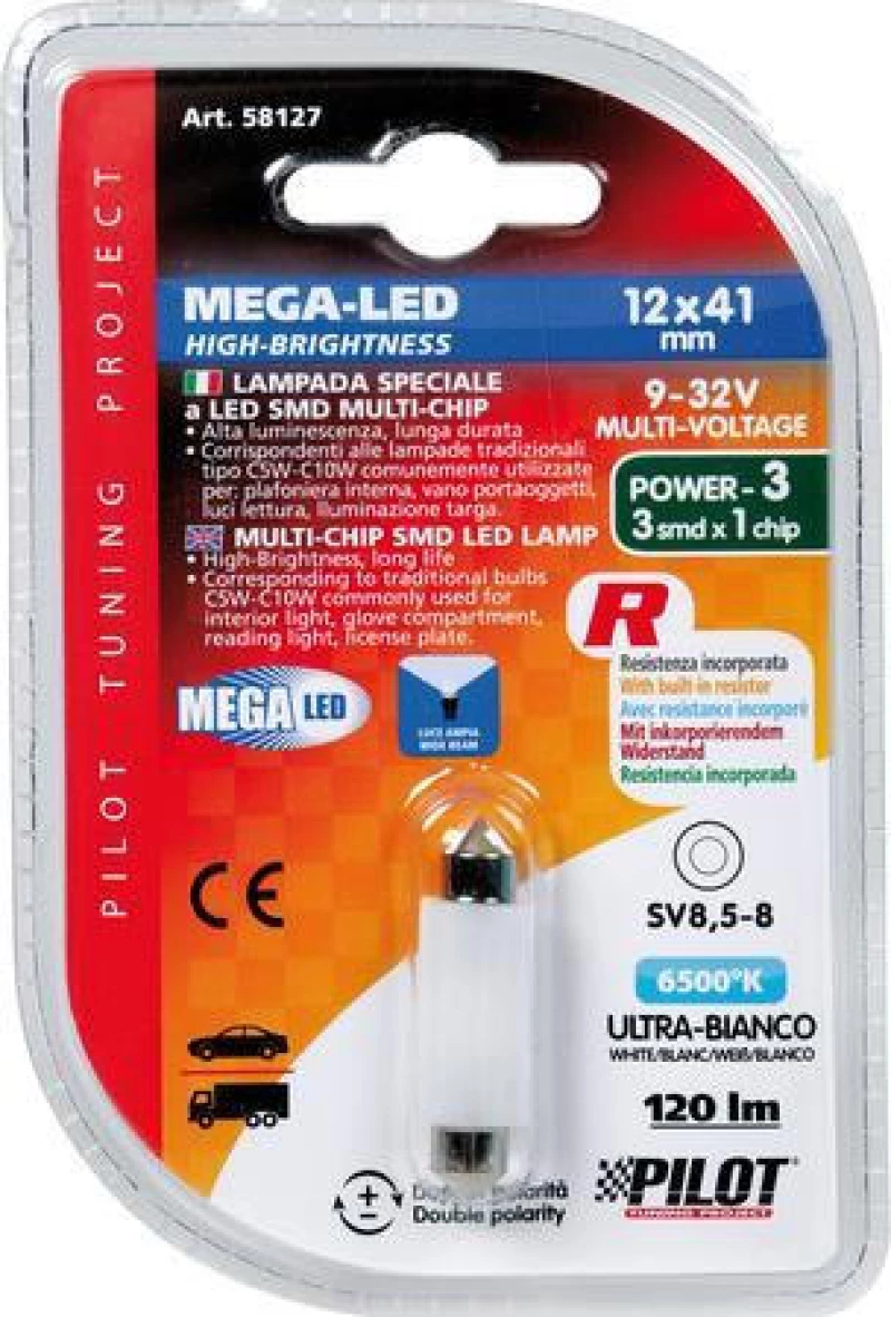 Lampa C5W Mega-Led Hi-Power 3 White 9-32V 1τμχ