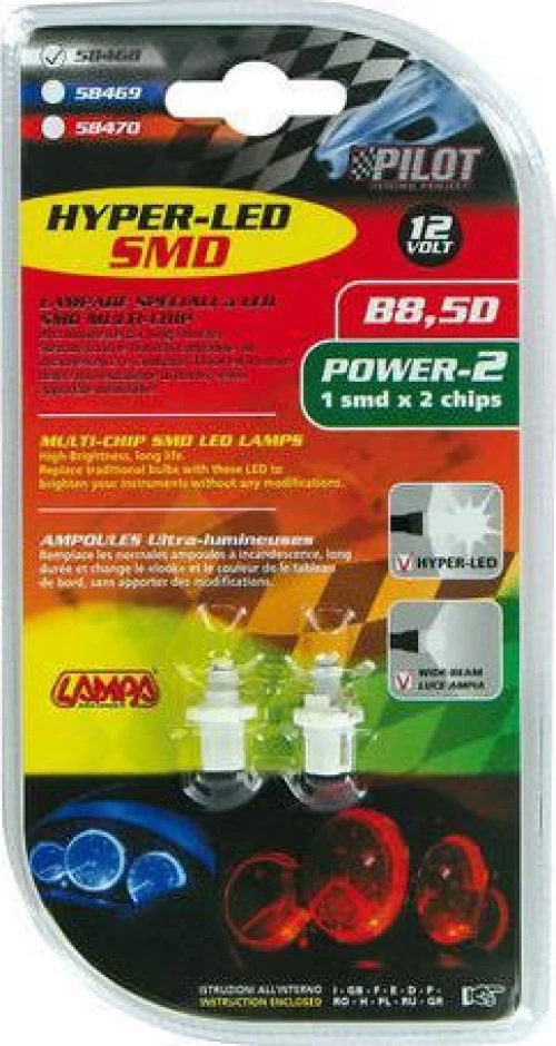 Lampa B8.5D Hyper-Led Power 2 White 12V 2τμχ