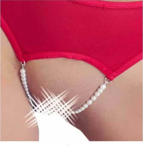 Cottelli Collection Crotchless Pearl Thong Red