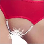 Cottelli Collection Crotchless Pearl Thong Red