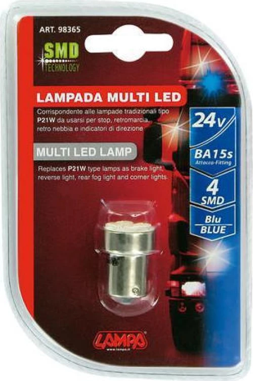 Lampa P21W- Hyper-Led Power 12 Blue 24V 1τμχ