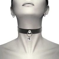 Coquette Hand Crafted Choker with Ring Jingle Bell Black