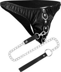 DARKNESS BLACK UNDERPANTS WITH LEASH(width=81mm,height=185mm,depth=50mm)