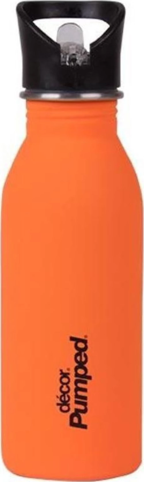 Decor, Μεταλλικό Ανοξείδωτο Παγουράκι,με Καλαμάκι, Χρώμα Πορτοκαλί matte, 500ml.