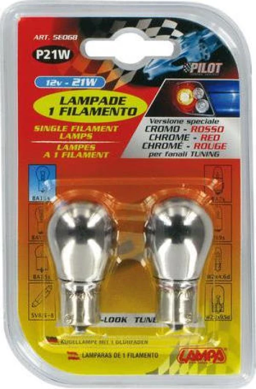Lampa P21W Σετ Λαμπάκια Chrome/Red 12V 2τμχ