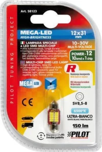Lampa C5W-C10W Mega-Led Hi-Power 10 White 10V / 30V 1τμχ