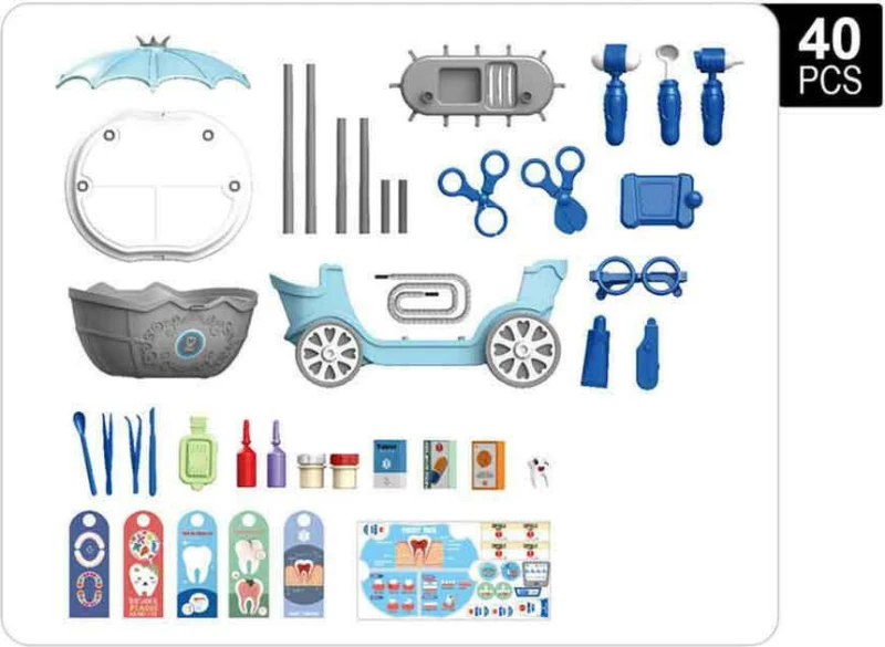 Zita Toys 4 Σε 1 Σετ Οδοντίατρου Με Καροτσάκι