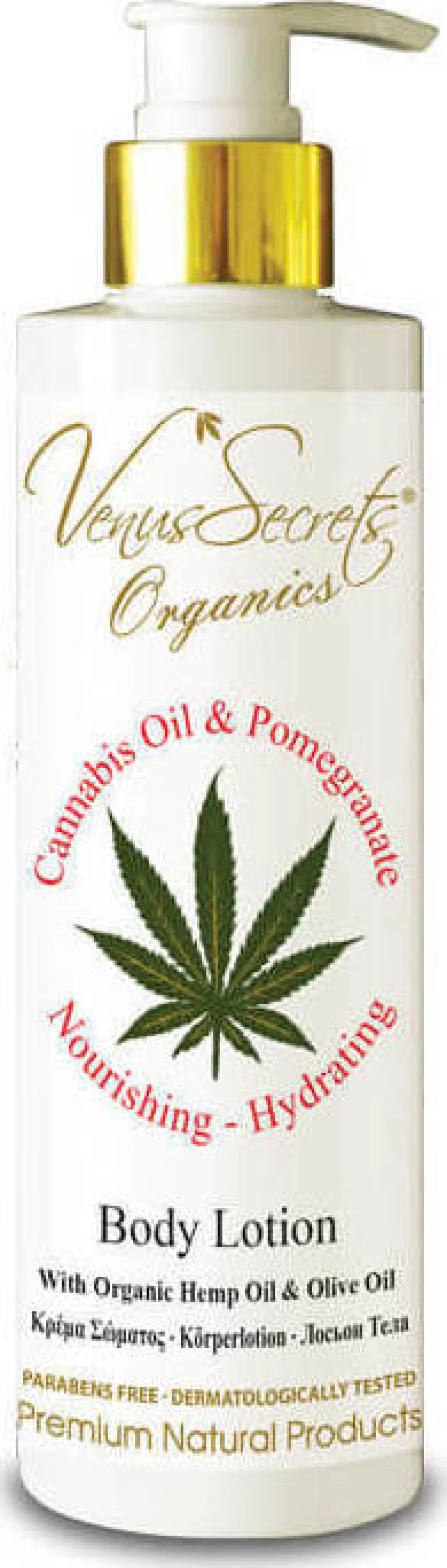 Venus Secrets Cannabis Oil Body Care Organic Olive & Pomegranate 250ml