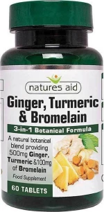 Natures Aid Ginger Turmeric & Bromelain 60tabs