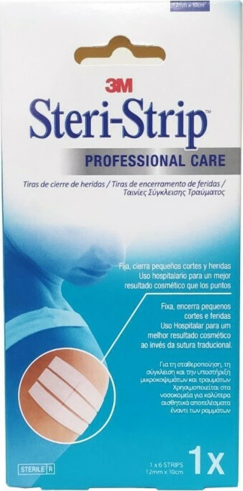 3M Steri-Strip 12mm x 10cm Αυτοκόλλητες Ταινίες Συγκράτησης Δέρματος 1τμχ