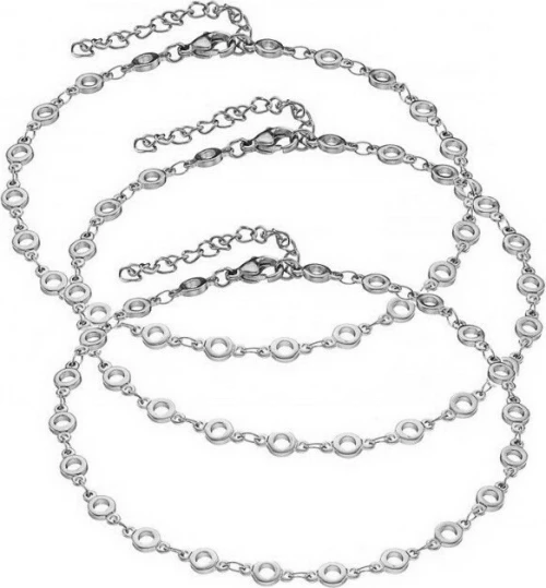 Σέτ 3 τεμαχίων αλυσίδες ποδιού από ατσάλι 316L σε ασημί χρώμα P-ART03706L1