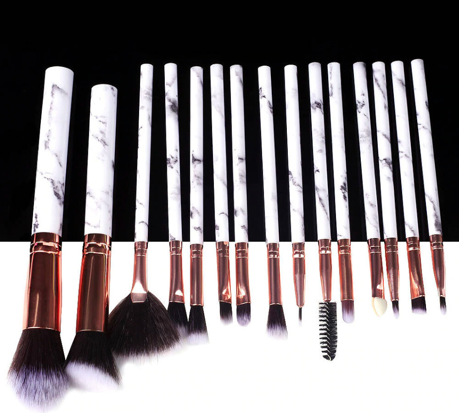ΣΕΤ ΠΙΝΕΛΑ ΜΑΚΙΓΙΑΖ - MARBLING PROFESSIONAL MAKEUP BRUSH SET 15 ΤΕΜΑΧΙΩΝ (GOLD-WHITE)