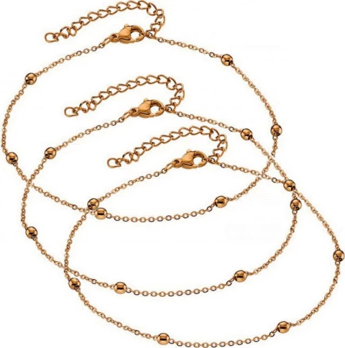 Σέτ 3 τεμαχίων αλυσίδες ποδιού από ατσάλι 316L σε ρόζ χρώμα και Φάρδος 1,00 mm / ALP-ART03703R