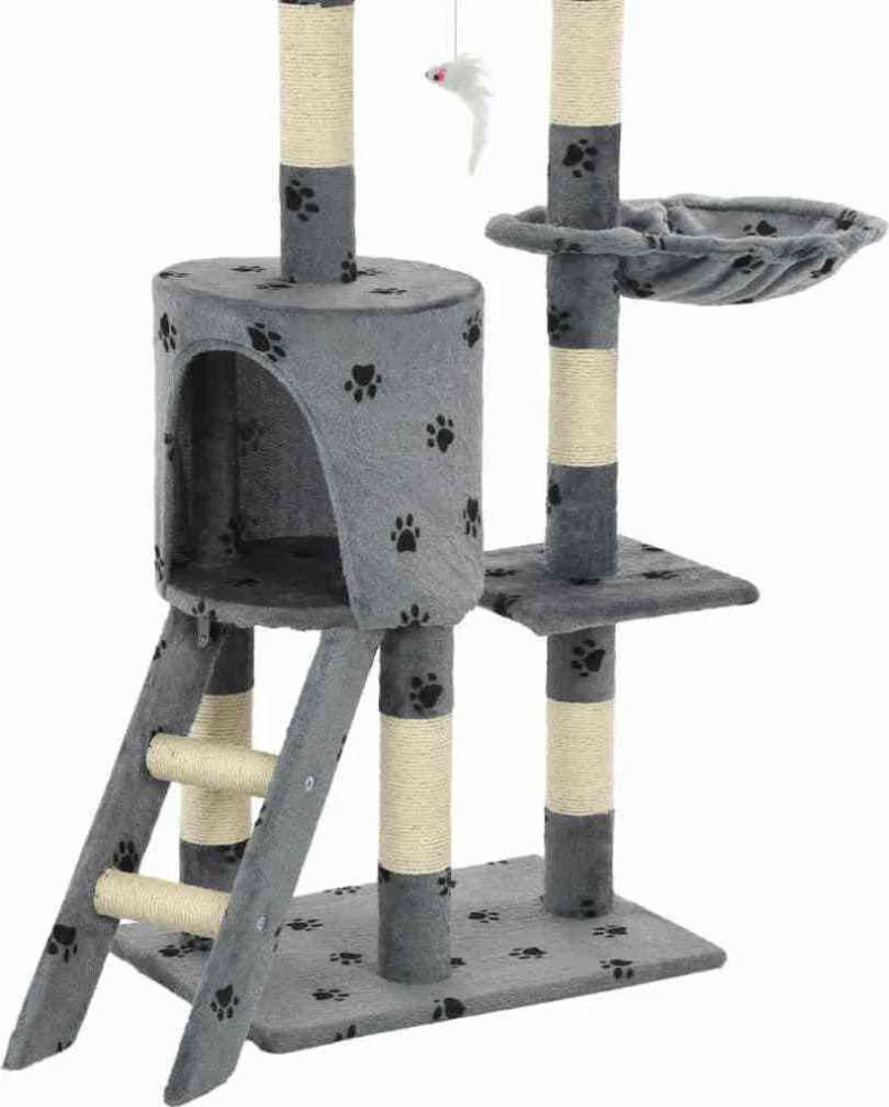 vidaXL Δέντρο Γάτας Με Τύπωμα Πατούσες Γκρι 49x35x138cm