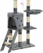 vidaXL Δέντρο Γάτας Με Τύπωμα Πατούσες Γκρι 49x35x138cm