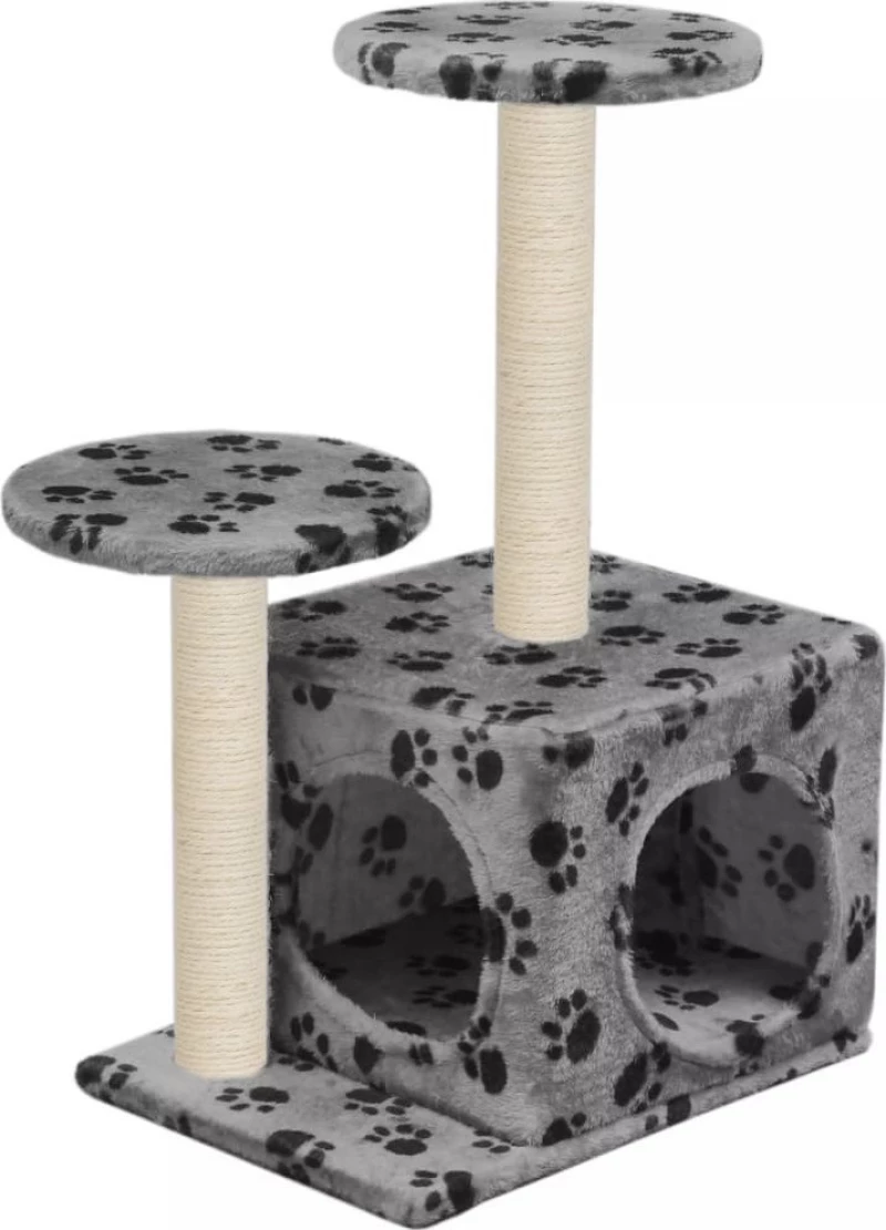 vidaXL Δέντρο Γάτας Με Τύπωμα Πατούσες Γκρι 40x30x60cm