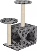 vidaXL Δέντρο Γάτας Με Τύπωμα Πατούσες Γκρι 40x30x60cm