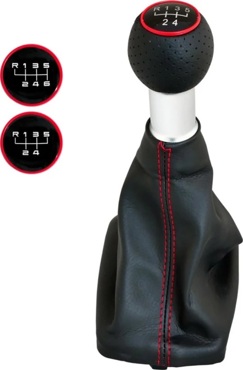 Simoni Racing Audi A3 8L Πόμολο 6 Ταχυτήτων με Φούσκα Μαύρη και Ραφή Κόκκινο