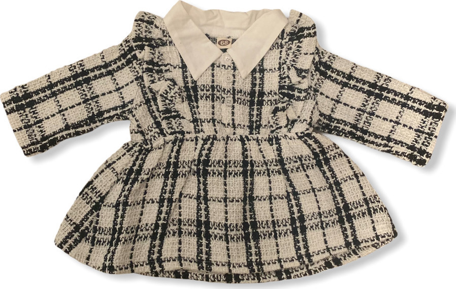 Tweed Knit Baby Dress - Black/White