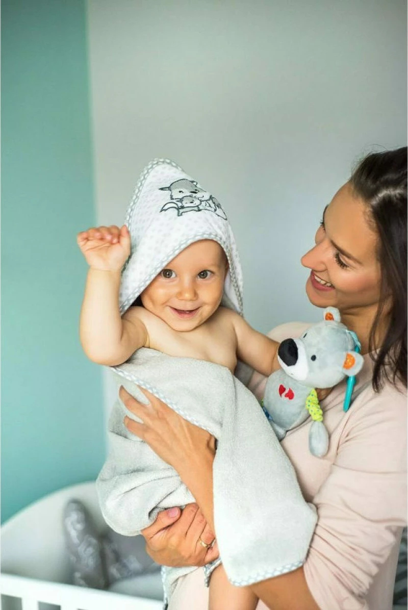 Babyono Μπαμπού με Κουκούλα Grey