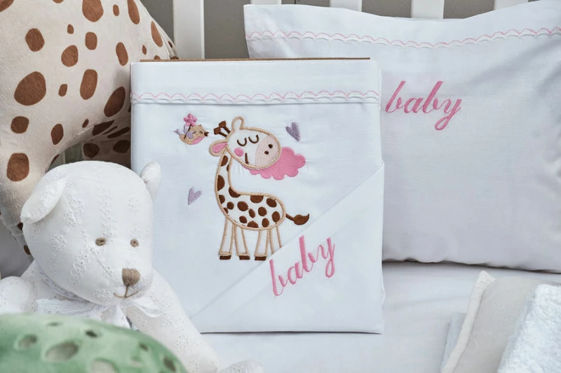 Cokitex Σετ Σεντόνια Κούνιας Giraffe 120x160cm Pink