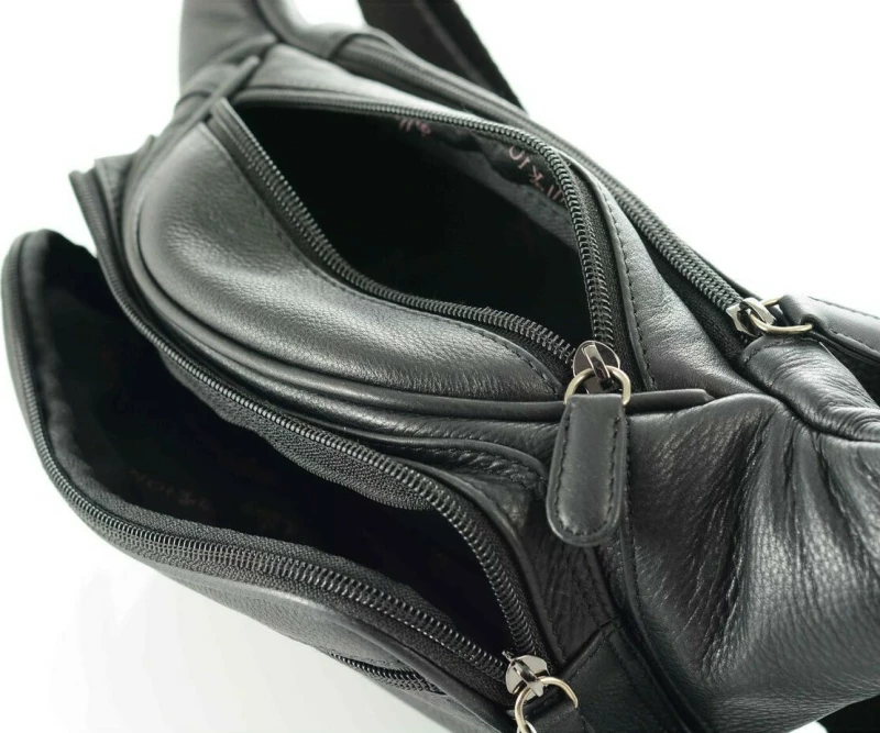 Τσαντάκι Μέσης Δερμάτινο Unisex Kion - 2178 μαύρο