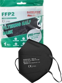 Max Barbeador Max-02 Filtering Half mask FFP2 Μαύρο σε Ατομική Συσκευασία 20τμχ