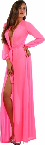 FS Long Fine Fishnet Negligee Fuchsia