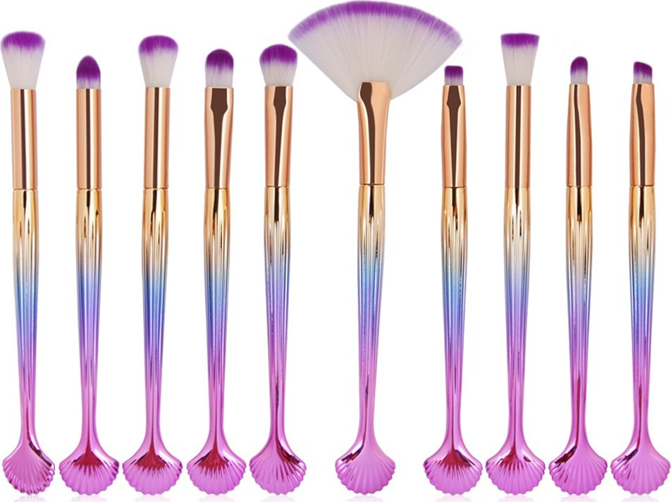 ΣΕΤ ΠΙΝΕΛΑ ΜΑΚΙΓΙΑΖ - SHEEL PROFESSIONAL WOMEN MAKEUP BRUSH SET 10 ΤΕΜΑΧΙΩΝ (PURPLE/RED)